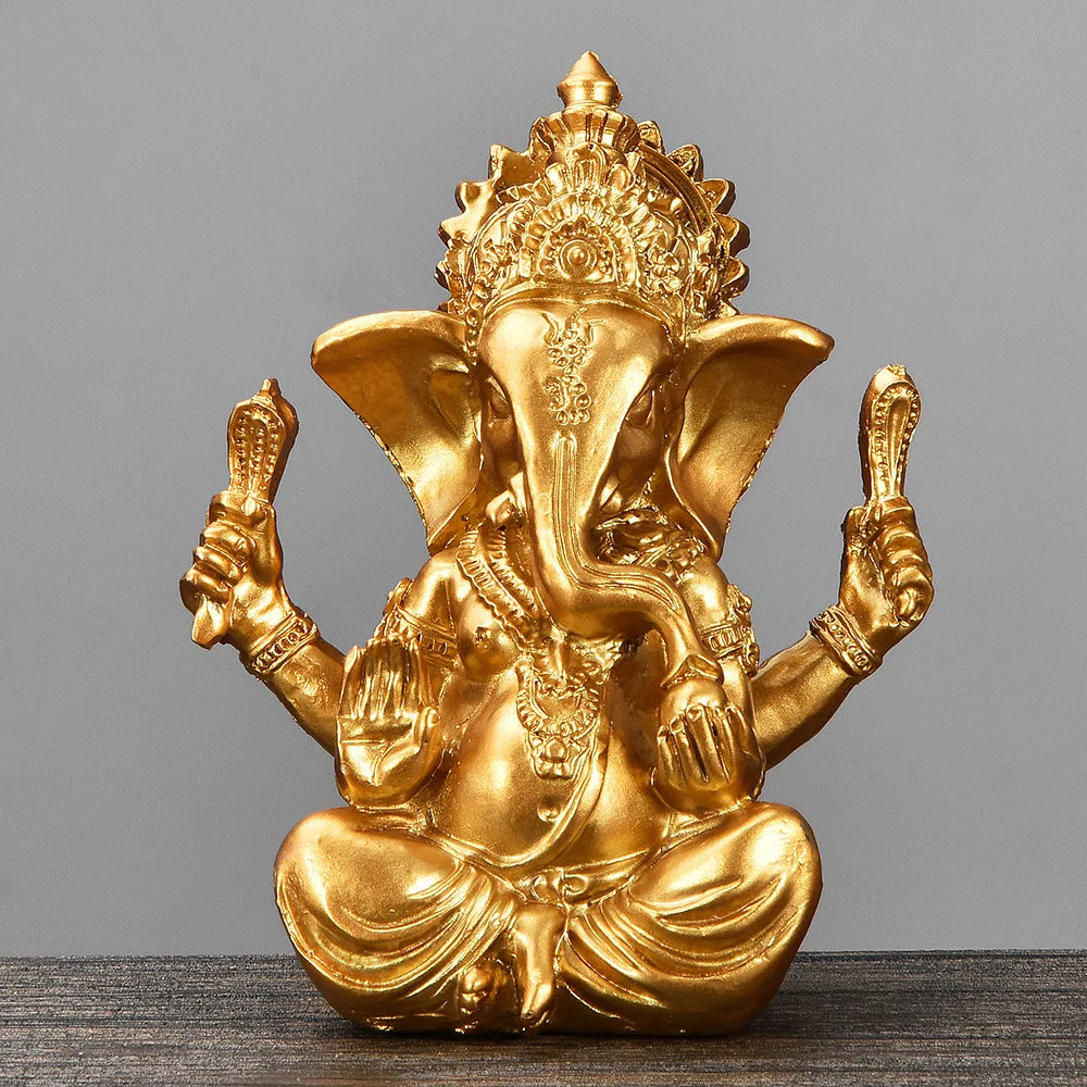 Spiritual Abacus™ Golden Sandstone Ganesha Statue – Hindu-Inspired Elephant Figurine for Peaceful Home & Tabletop Décor