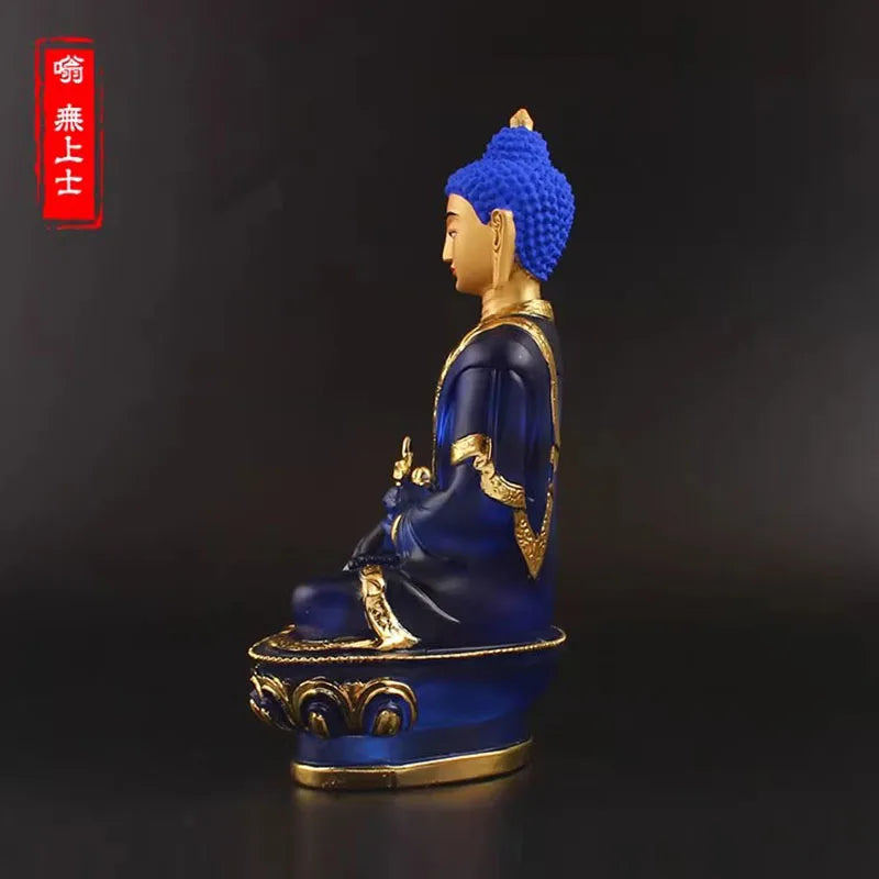 Spiritual Abacus™ Blue Resin Medicine Buddha Statue – 20cm Tibetan-Inspired Figurine for Home, Serenity & Mindful Decor
