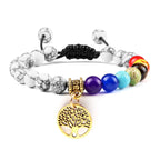 🌈 Spiritual Abacus 7 Chakra Tree of Life Bracelet Natural Stone Reiki Beads