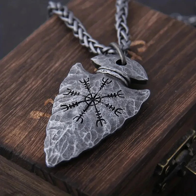 🛡️ Spiritual Abacus Viking Spear Rune Pendant Necklace Vintage Pirate-Style