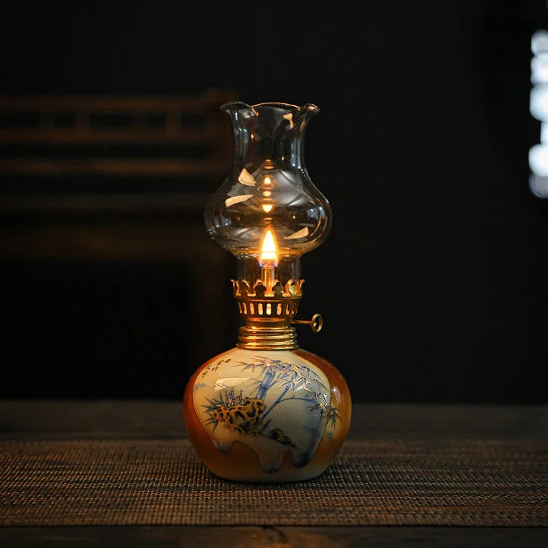 🪔 Classic Chamber Oil Lamp with Wick & Cover – Decorative Hurricane Kerosene Lantern for Indoor & Outdoor Use