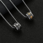🔱 Spiritual Abacus Six-Character Mantra Necklace Vintage Stainless Steel Buddhist Pendant for Men