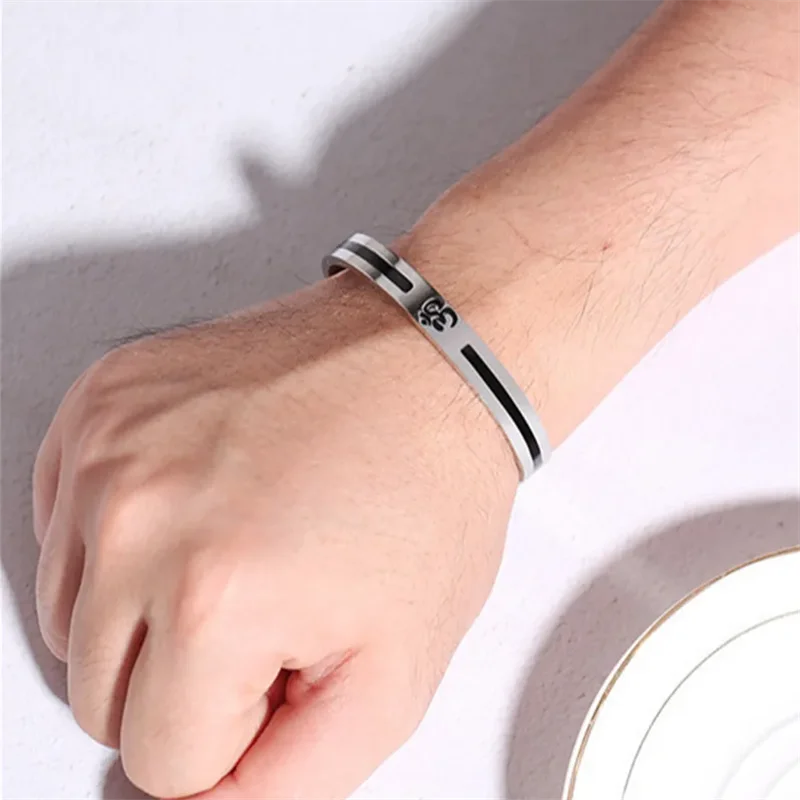 🕉 Spiritual Abacus Stainless Steel OM Cuff Bracelet – Silver Color Open Bangle for Men & Women