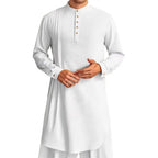 Spiritual Abacus™ Men’s Cotton Linen Kaftan Robe – Long Sleeve Button-Up Thobe for Prayer & Casual Wear