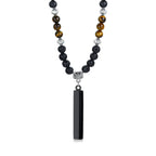 🗡️ Spiritual Abacus Tibetan Phurba Kilaya Necklace Tiger’s Eye & Lava Stone Necklace