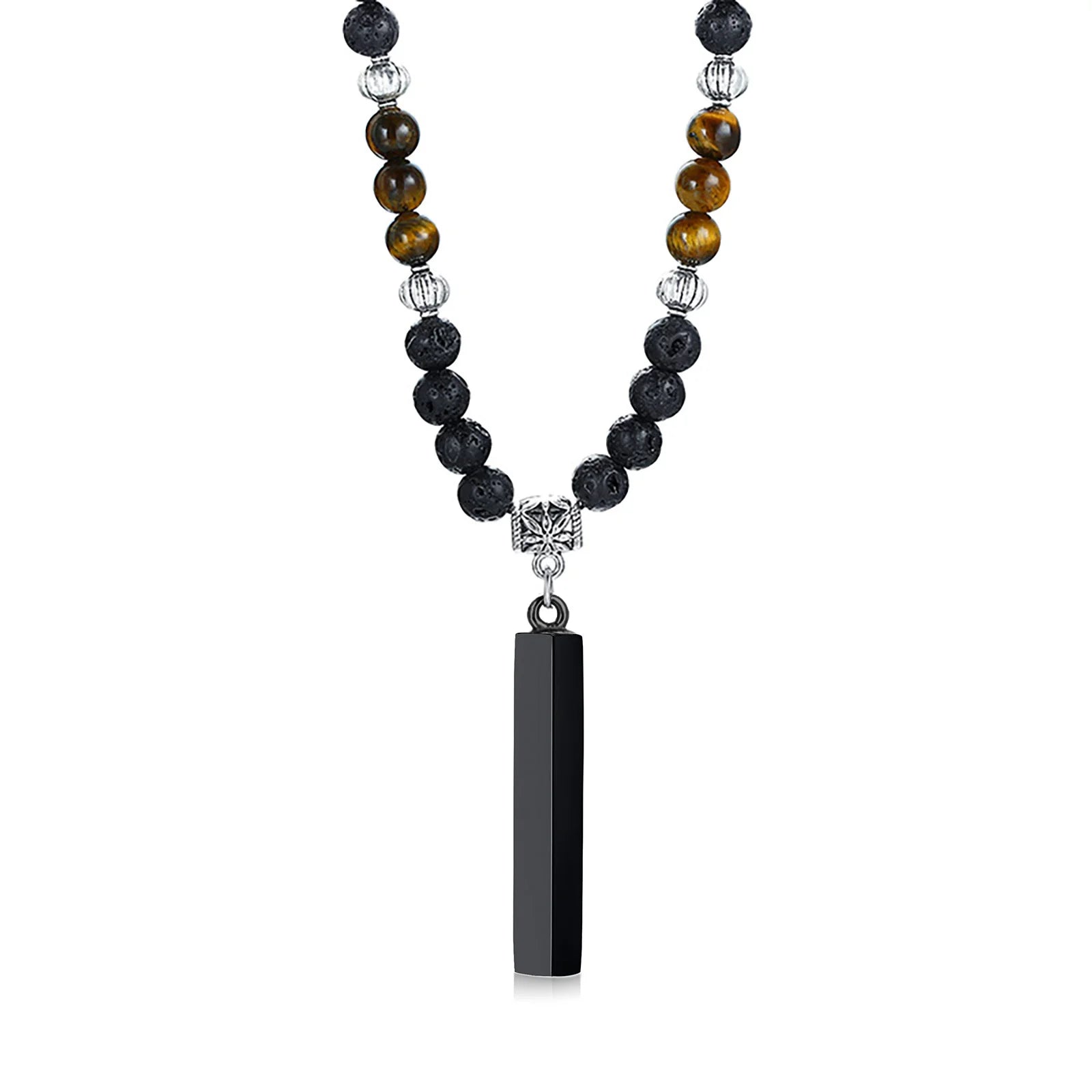 🗡️ Spiritual Abacus Tibetan Phurba Kilaya Necklace Tiger’s Eye & Lava Stone Necklace