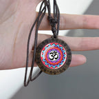 Spiritual Abacus™ Wooden OM Pendant Necklace – Symbol Glass Dome Yoga & Meditation Jewelry