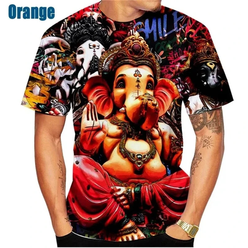 🕉️ Spiritual Abacus God of Wisdom Ganesha 3D T-Shirt – Unisex Hindu Spiritual Streetwear