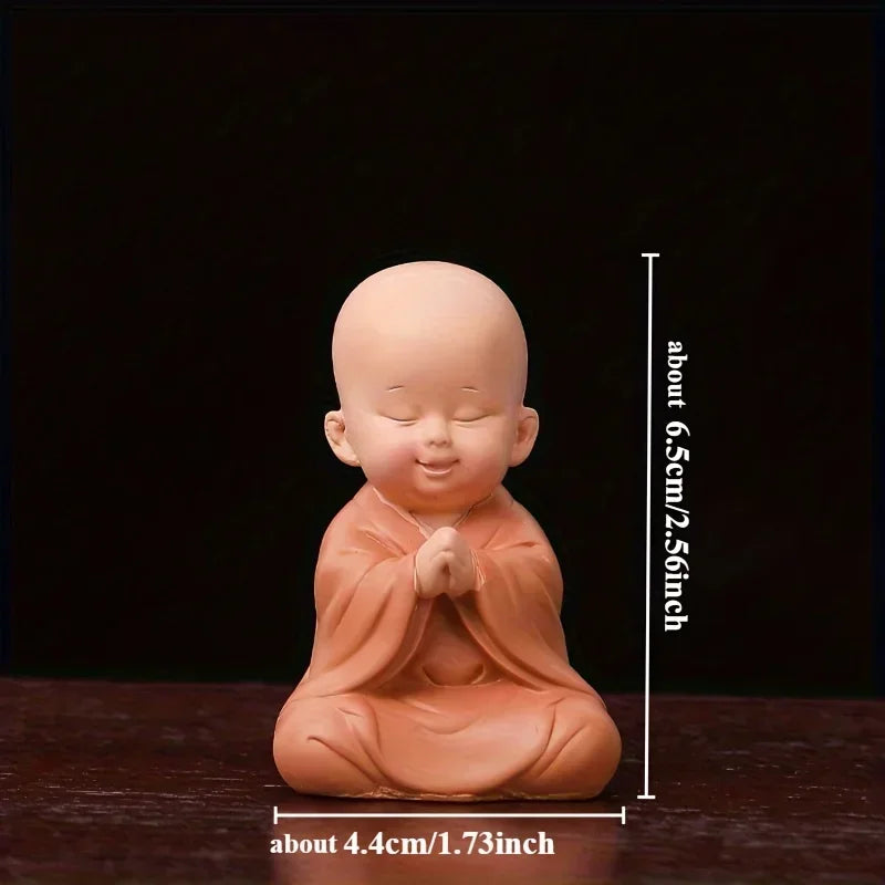 Spiritual Abacus™ Cute Small Monk Figurines – Mini Resin Buddha Statues for Desk, Home, or Car Décor