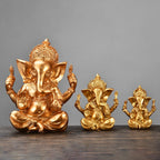 Spiritual Abacus™ Golden Sandstone Ganesha Statue – Hindu-Inspired Elephant Figurine for Peaceful Home & Tabletop Décor