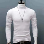 Spiritual Abacus™ Men’s Slim Fit Turtleneck Shirt – Solid Black Long Sleeve Fall/Winter Innerwear