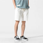 🩳 Spiritual Abacus – Men’s Summer Cotton Linen Shorts - Casual Loose Fit • Breathable Retro Style • Knee-Length Lightweight Short Pants