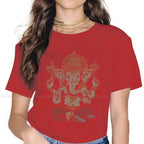 Spiritual Abacus™ Ganesha Art Women’s T-Shirt – 3D Graphic Cotton Tee for Casual Wear