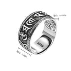 💍 Spiritual Abacus 925 Sterling Silver Mantra Ring Adjustable Retro Buddhist Om Mani Padme Hum Ring for Men