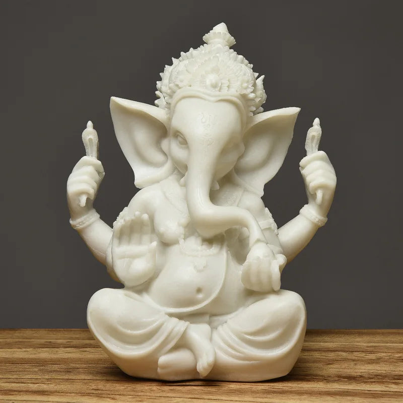 Spiritual Abacus™ Golden Sandstone Ganesha Statue – Hindu-Inspired Elephant Figurine for Peaceful Home & Tabletop Décor