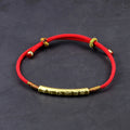 Spiritual Abacus™ 999 Sterling Silver Red String Bracelet – Handmade Gold Accent Six-Character Engraved Charm for Women