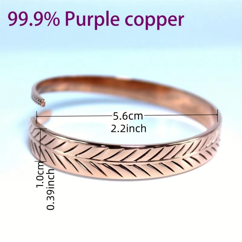 Spiritual Abacus™ Vintage Copper Feather Wing Cuff Bangle – Unisex Punk Style Wrist Jewelry