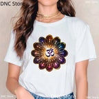 🌸 Spiritual Abacus Modra Lotus Buddha T-Shirt – Women's Yoga & Meditation Tee with Namaste Print