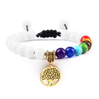 🌈 Spiritual Abacus 7 Chakra Tree of Life Bracelet Natural Stone Reiki Beads