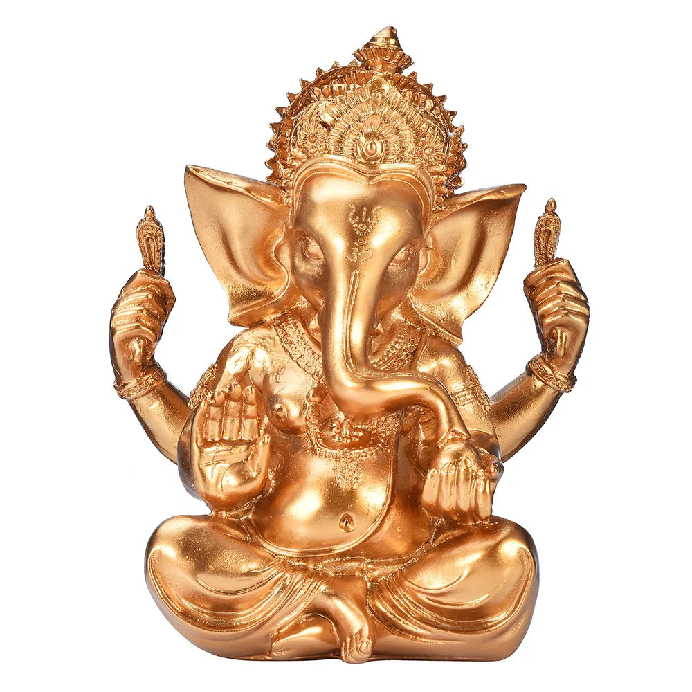 Spiritual Abacus™ Golden Sandstone Ganesha Statue – Hindu-Inspired Elephant Figurine for Peaceful Home & Tabletop Décor