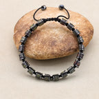 🐉 Spiritual Abacus Hematite & Dragon Blood Stone Beaded Bracelet – Handmade Braided Couple Jewelry