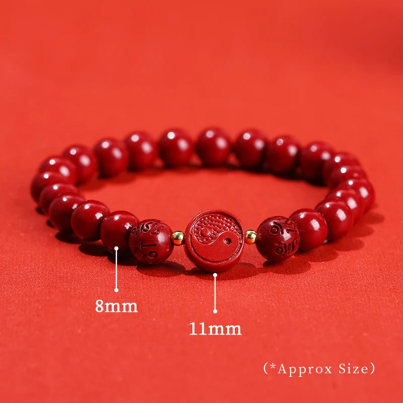 🐉 Spiritual Abacus – Natural Cinnabar Pixiu Bracelet