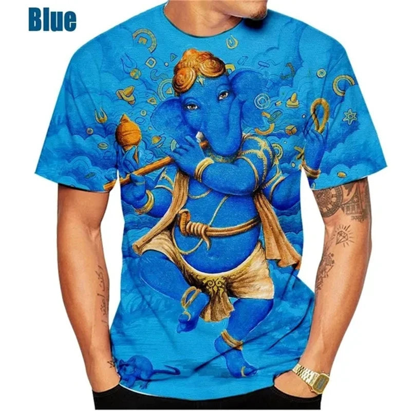 🕉️ Spiritual Abacus God of Wisdom Ganesha 3D T-Shirt – Unisex Hindu Spiritual Streetwear