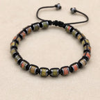 🐉 Spiritual Abacus Hematite & Dragon Blood Stone Beaded Bracelet – Handmade Braided Couple Jewelry