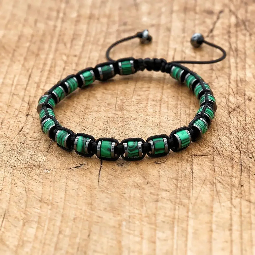 🐉 Spiritual Abacus Hematite & Dragon Blood Stone Beaded Bracelet – Handmade Braided Couple Jewelry