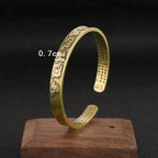 🔱 Spiritual Abacus Brass Buddhist Mantra Cuff Bracelet Pure Copper & Brass Adjustable Bangle