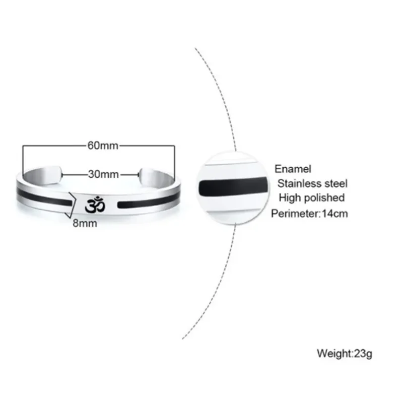 🕉 Spiritual Abacus Stainless Steel OM Cuff Bracelet – Silver Color Open Bangle for Men & Women