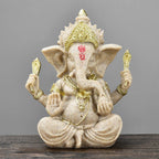 Spiritual Abacus™ Golden Sandstone Ganesha Statue – Hindu-Inspired Elephant Figurine for Peaceful Home & Tabletop Décor