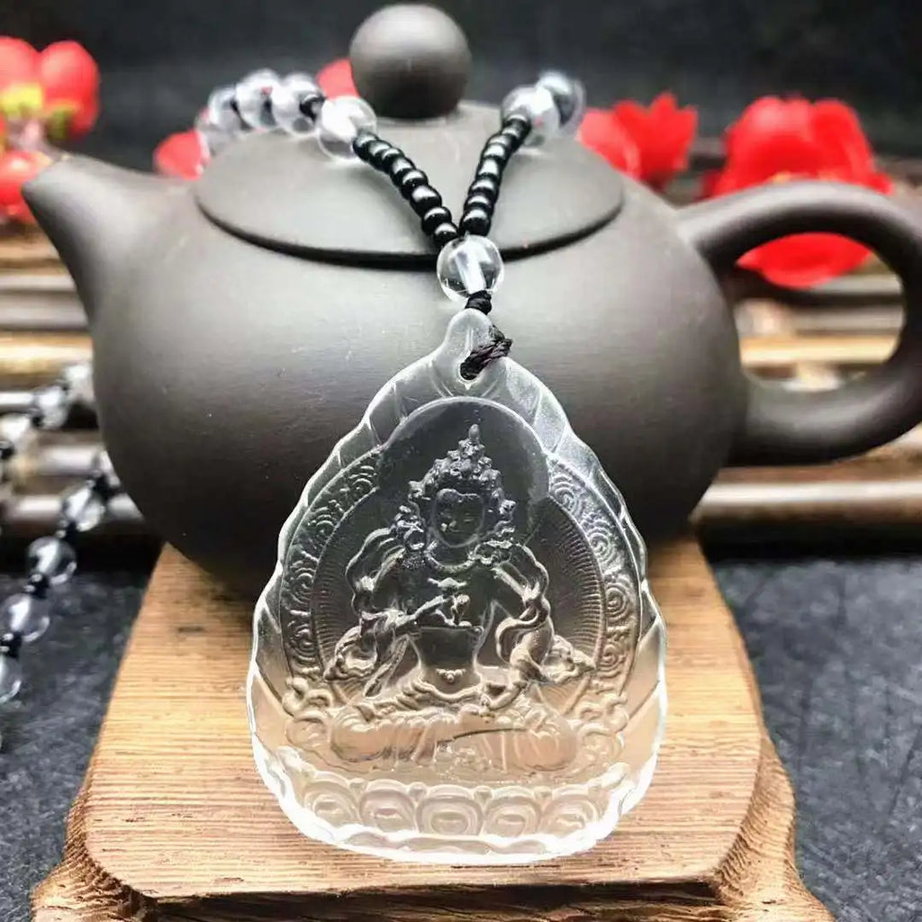 Spiritual Abacus™ Hand-Carved Ice Yellow Crystal Buddha Pendant – Fashion Charm Necklace for Mindfulness & Style