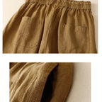 ✨ Spiritual Abacus – Women's High-Waisted Cotton Linen Wide-Leg Pants - Solid Color • Loose Fit • Summer Belted Trousers • Korean-Inspired Minimalist Style