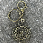 Spiritual Abacus™ Retro OM Lotus Keychain – Vintage Yoga & Spiritual Key Accessory