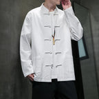 🐉👕 Spiritual Abacus – Cotton Linen Tang Suit Shirt for Men - Traditional Chinese Top • Long Sleeve • Spring/Autumn Kung Fu Style Blouse