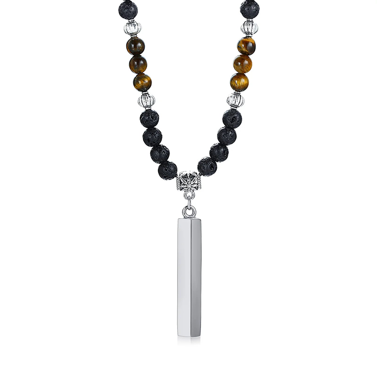 🗡️ Spiritual Abacus Tibetan Phurba Kilaya Necklace Tiger’s Eye & Lava Stone Necklace