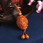 Spiritual Abacus™ Wooden Buddha Keychain – Hand-Carved Guanyin & Monk-Inspired Lucky Charm Pendant for Car, Bag & Keys