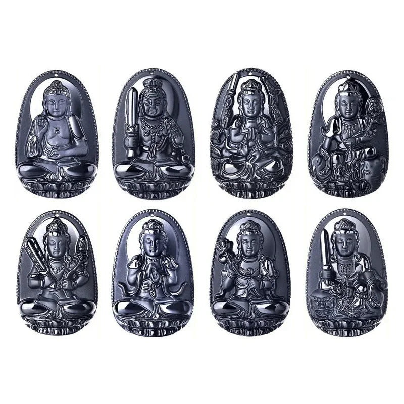 Spiritual Abacus™ Black Obsidian Buddha Pendant Necklace