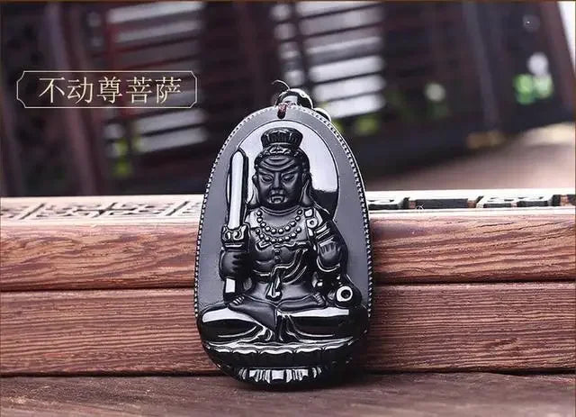 Spiritual Abacus™ Black Obsidian Buddha Pendant Necklace