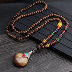 📿Spiritual Abacus Ethnic Necklace – Nepal Buddhist Jewelry - Handmade Wooden Beads • Spiritual Long Necklace