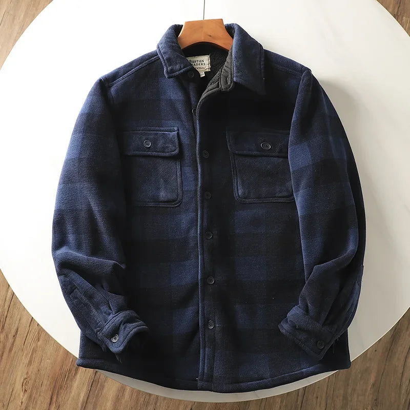 Spiritual Abacus™ Men’s Winter Fleece Flannel Shirt Jacket – Warm Plaid Long Sleeve Thermal Outdoor Coat for Hiking, Camping & Fishing