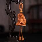 Spiritual Abacus™ Wooden Buddha Keychain – Hand-Carved Guanyin & Monk-Inspired Lucky Charm Pendant for Car, Bag & Keys