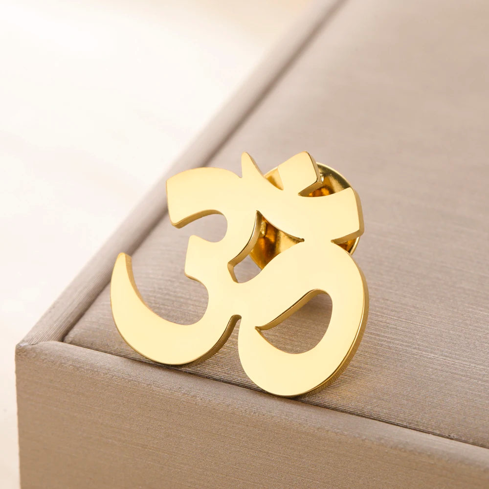 Spiritual Abacus™ Stainless Steel OM Symbol Brooch – Sanskrit Aum Lapel Pin for Yoga & Mindful Living