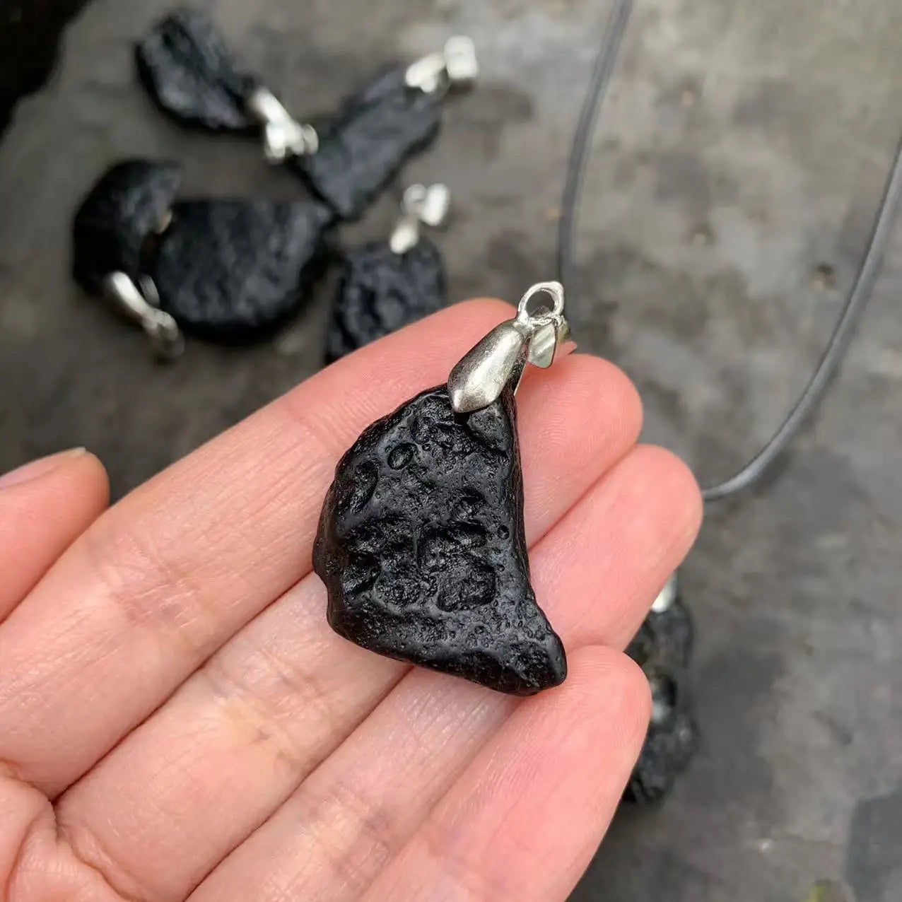 ☄️ Spiritual Abacus – Natural Black Meteorite Necklace