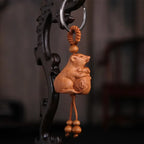 Spiritual Abacus™ Wooden Buddha Keychain – Hand-Carved Guanyin & Monk-Inspired Lucky Charm Pendant for Car, Bag & Keys