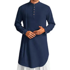 Spiritual Abacus™ Men’s Cotton Linen Kaftan Robe – Long Sleeve Button-Up Thobe for Prayer & Casual Wear
