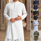 Spiritual Abacus™ Men’s Cotton Linen Kaftan Robe – Long Sleeve Button-Up Thobe for Prayer & Casual Wear