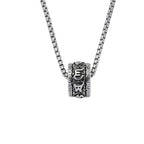 🔱 Spiritual Abacus Six-Character Mantra Necklace Vintage Stainless Steel Buddhist Pendant for Men