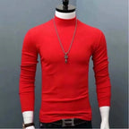 Spiritual Abacus™ Men’s Slim Fit Turtleneck Shirt – Solid Black Long Sleeve Fall/Winter Innerwear